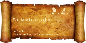 Matkovics Lajos névjegykártya